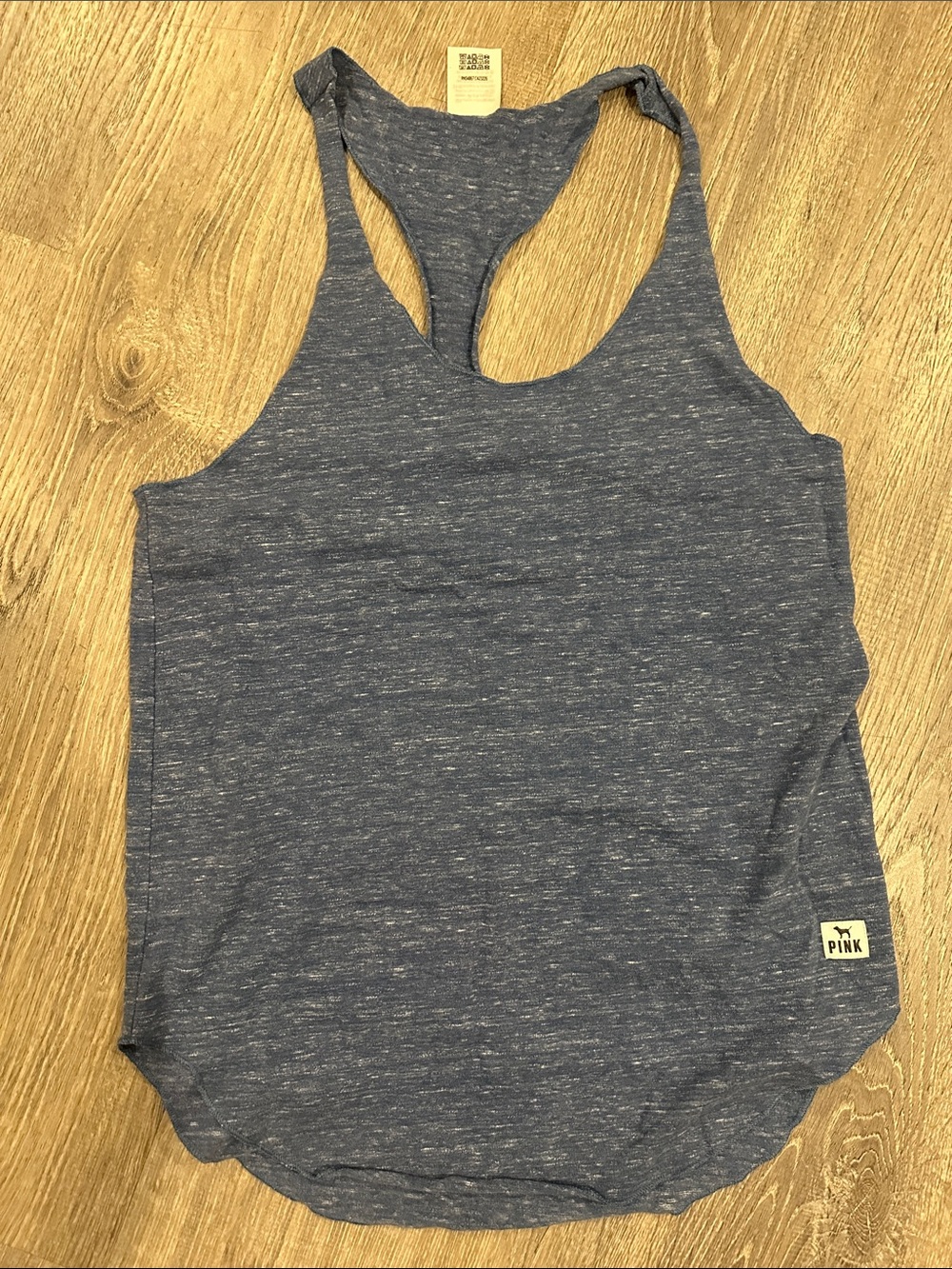 PINK Victoria's Secret Heathered Navy Blue Racerback Tank
